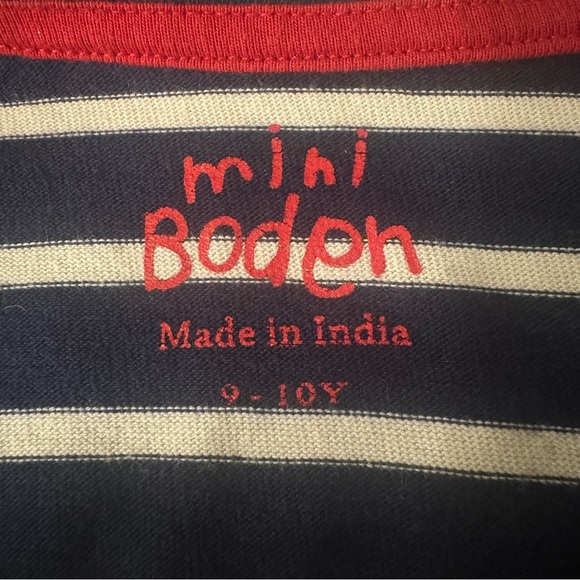 MINI BODEN Cotton Knit Striped Red White And Blue Dress Nautical Patriotic 9-10Y - Picture 2 of 13